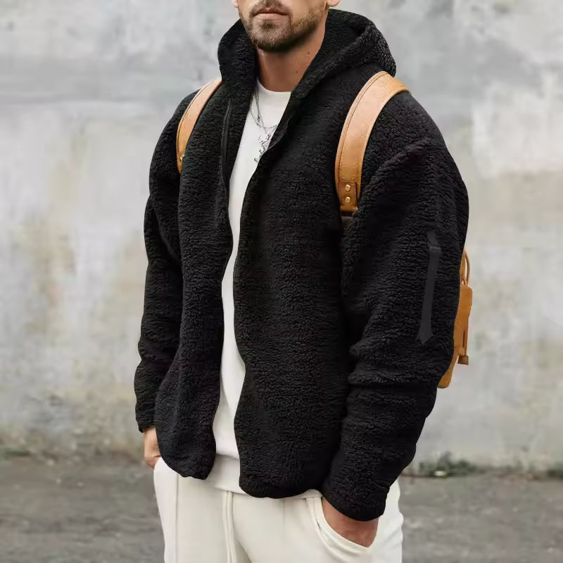 Heren Fleece Jas Oversized Met Capuchon 2