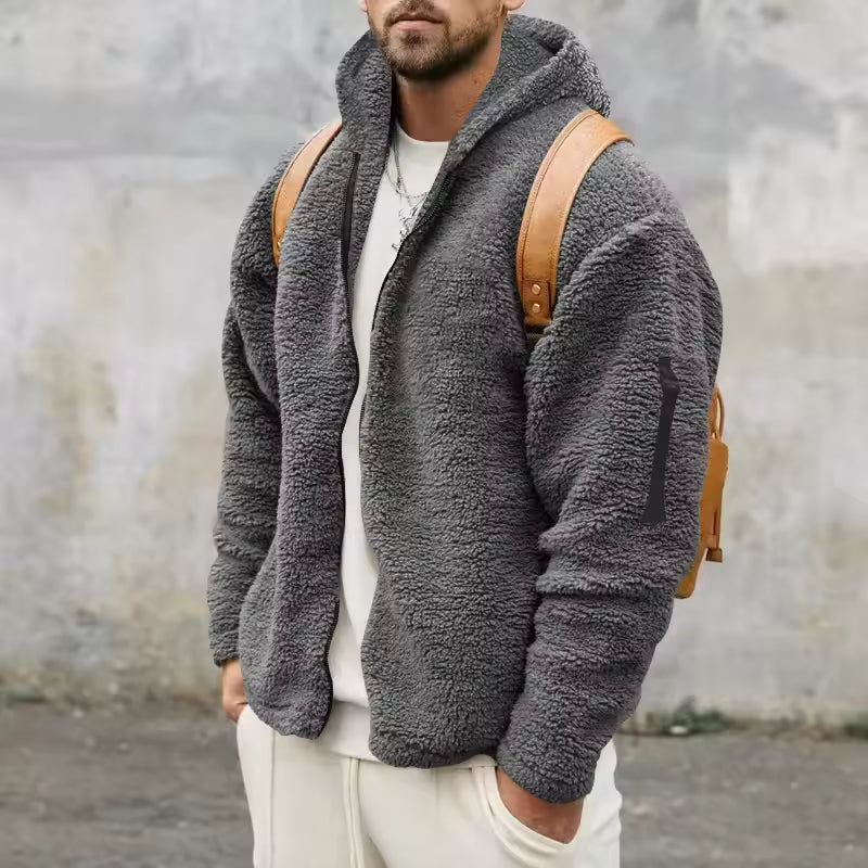 Heren Fleece Jas Oversized Met Capuchon 3