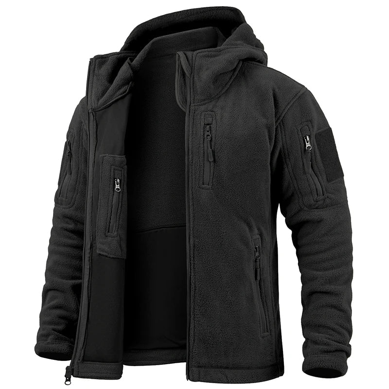 Heren Fleece Tactical Jacket met Capuchon en Meerdere Zakjes 1