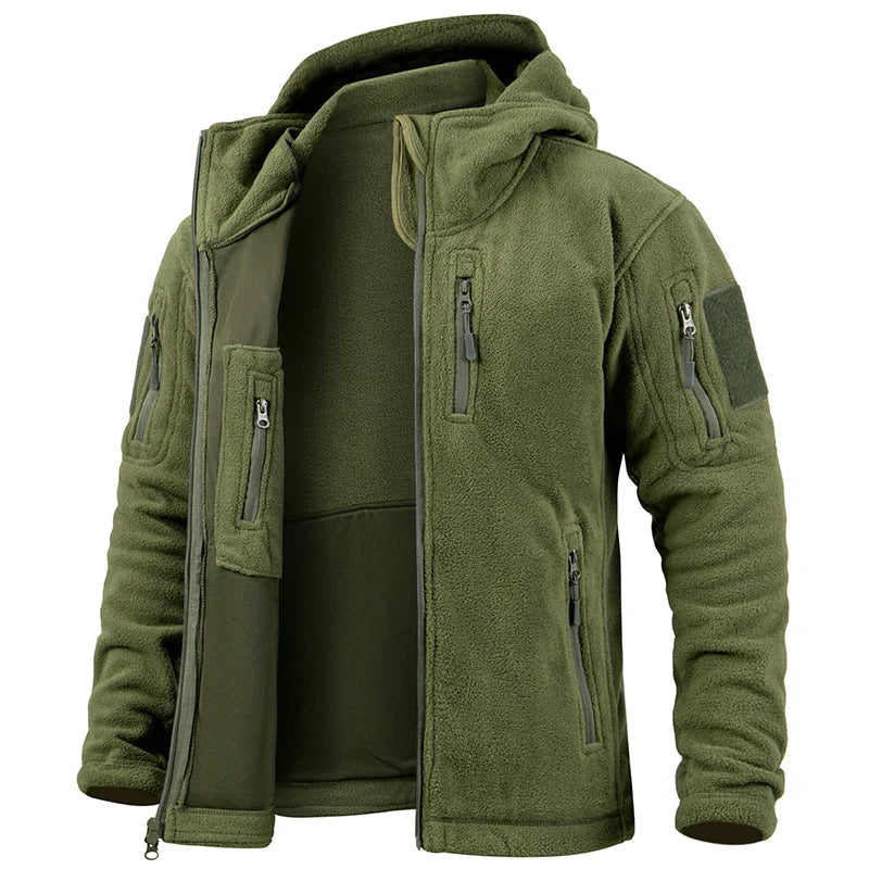 Heren Fleece Tactical Jacket met Capuchon en Meerdere Zakjes 3