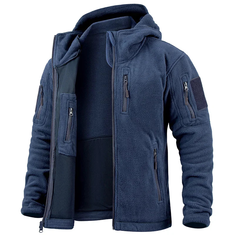 Heren Fleece Tactical Jacket met Capuchon en Meerdere Zakjes 4