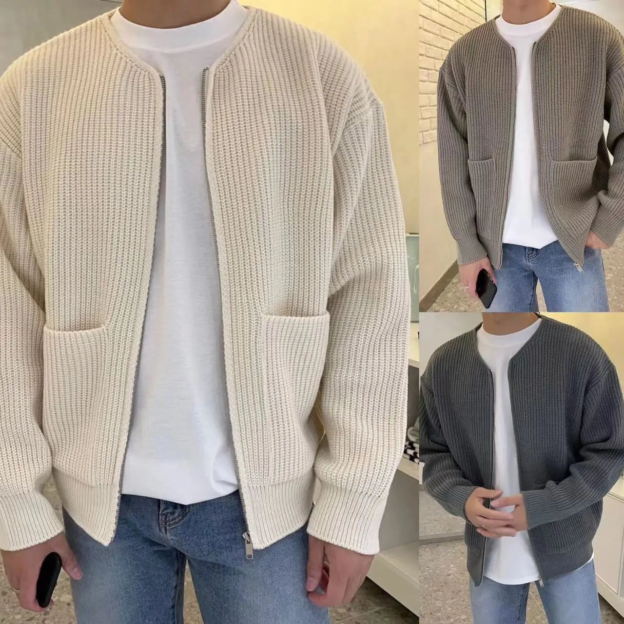 Heren Gebreide Cardigan Trendy Stijl 5