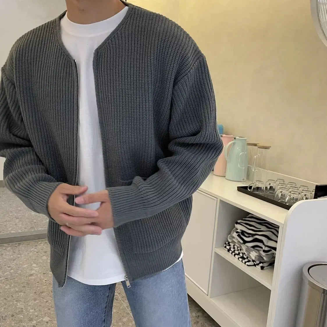 Heren Gebreide Cardigan Trendy Stijl 8