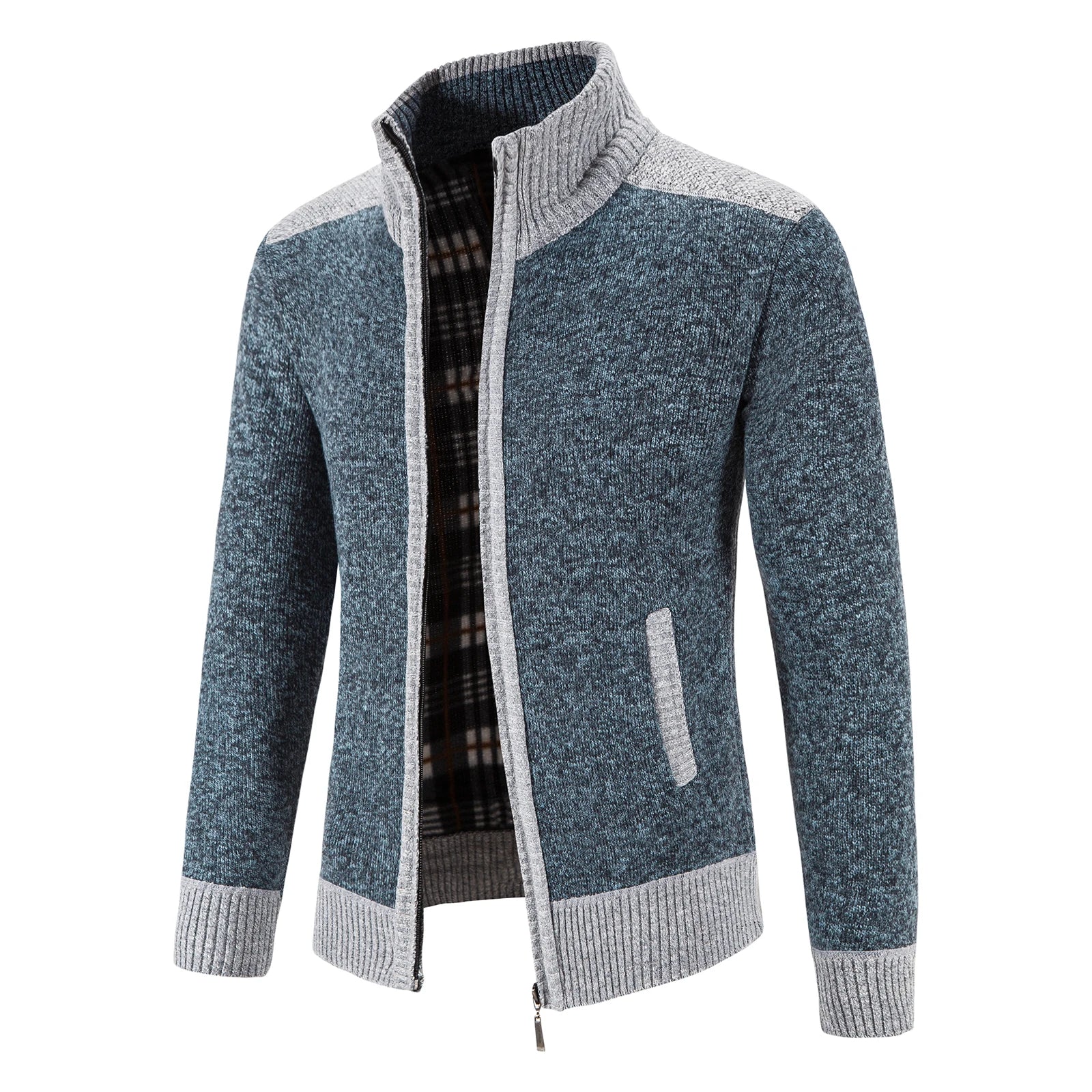Heren Gebreide Cardigan met Patchwork Ontwerp 1