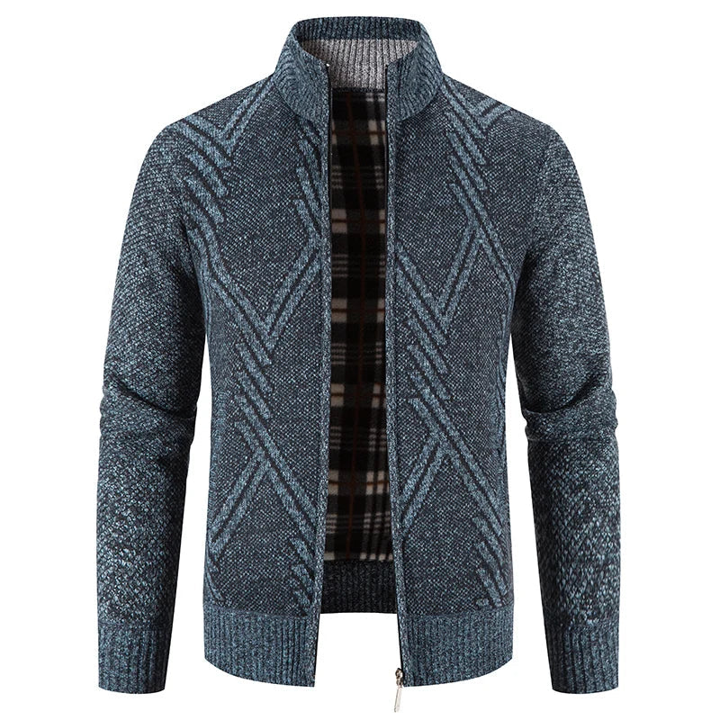 Heren Gebreide Cardigan met Patchwork Ontwerp 10