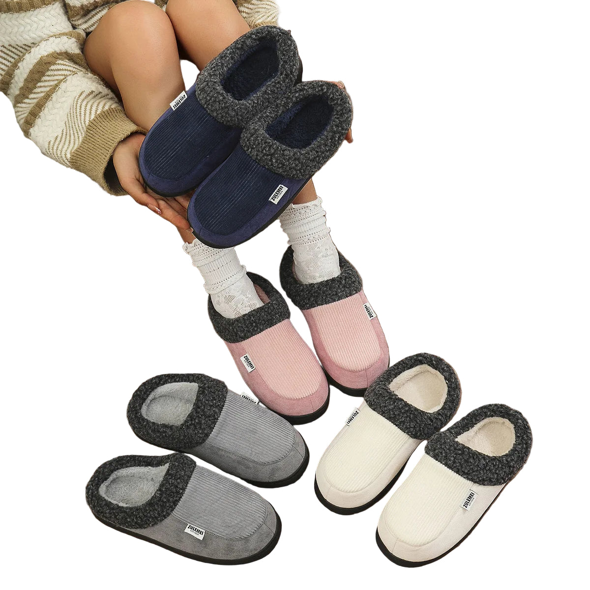 Heren Geheugenfoam Huisslippers met Zachte Pluche en Antislip Zool 2