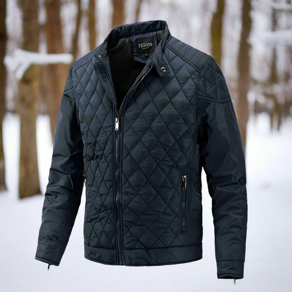 Heren Gequilt Jacket Slim Fit Hoge Kraag Met Rits 1