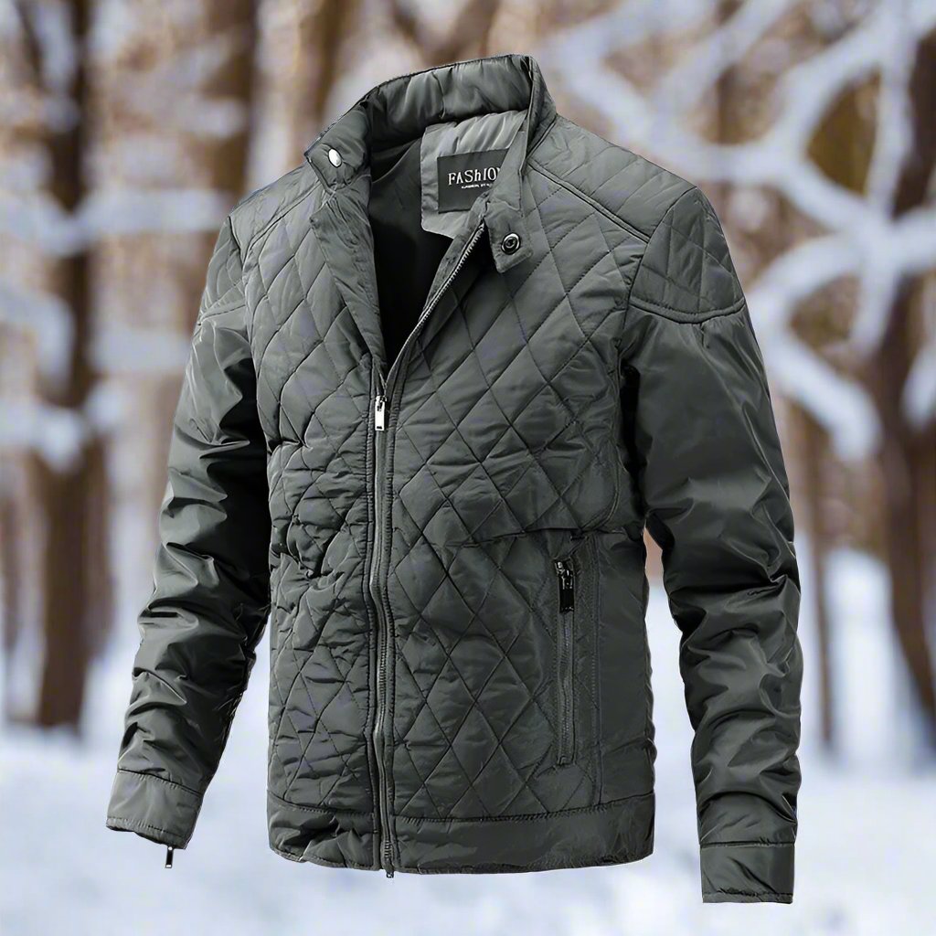 Heren Gequilt Jacket Slim Fit Hoge Kraag Met Rits 2
