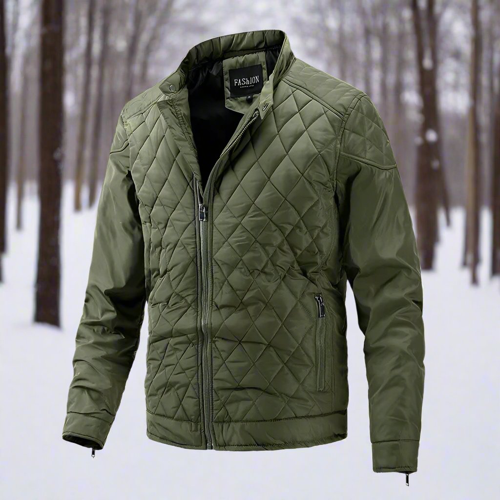 Heren Gequilt Jacket Slim Fit Hoge Kraag Met Rits 3
