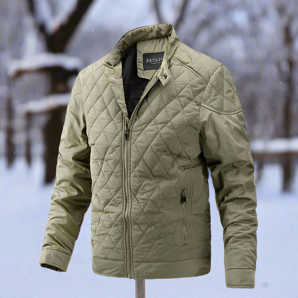Heren Gequilt Jacket Slim Fit Hoge Kraag Met Rits 4