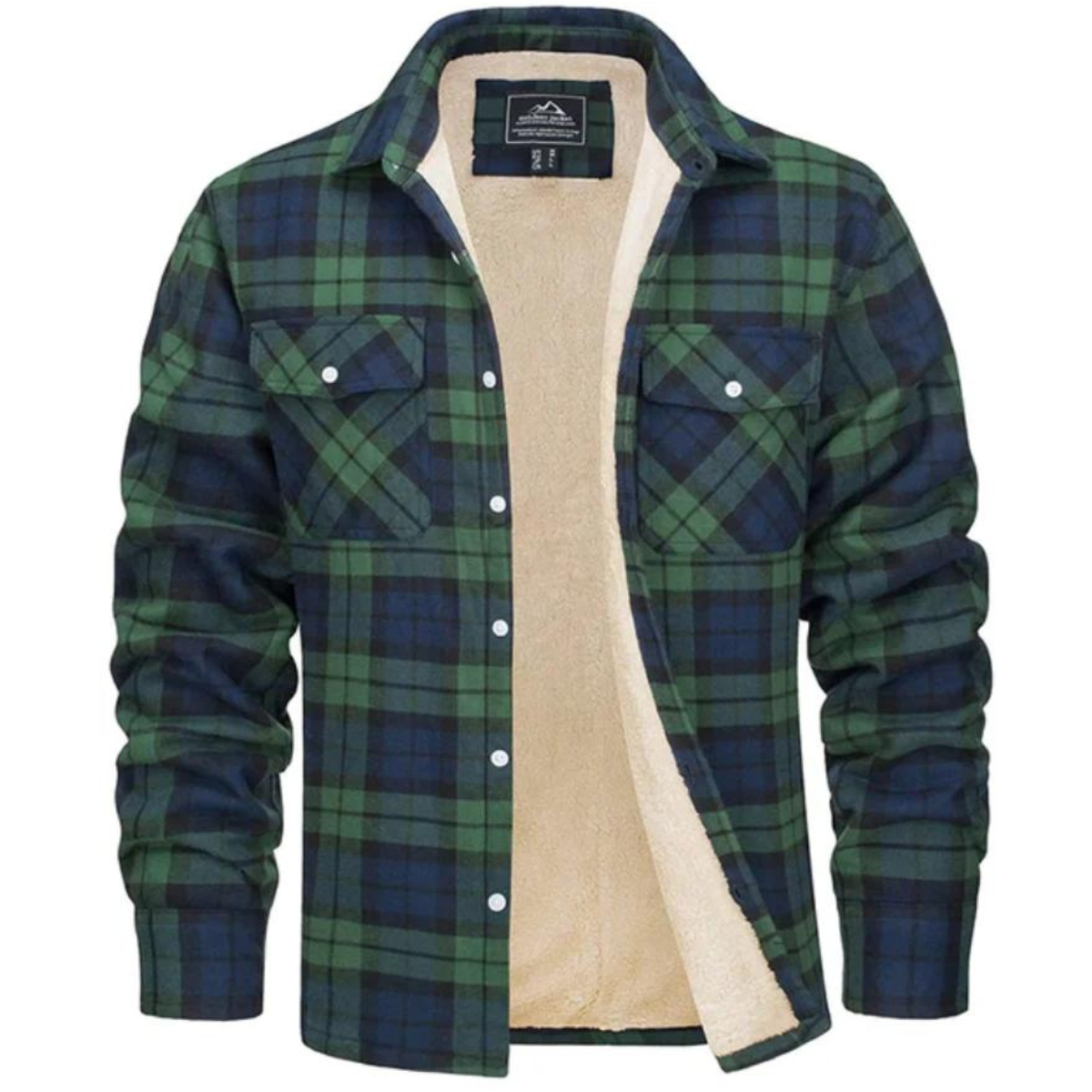 Heren Geruit Fleece-gevoerd Jack met Knoopsluiting 2