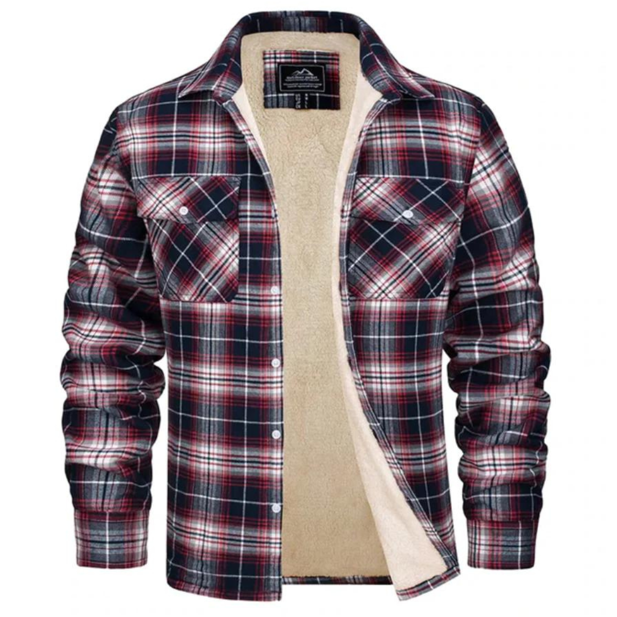 Heren Geruit Fleece-gevoerd Jack met Knoopsluiting 3