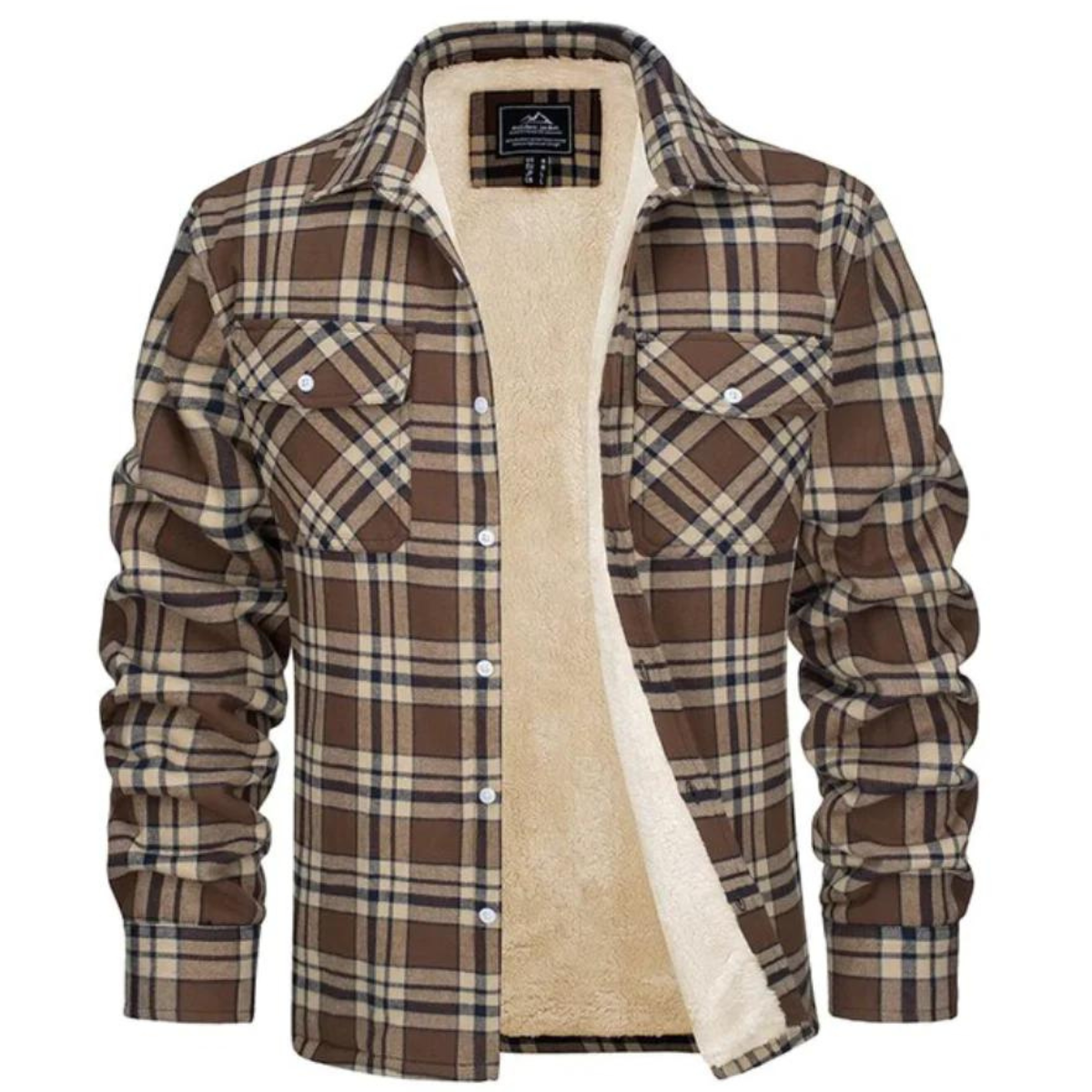 Heren Geruit Fleece-gevoerd Jack met Knoopsluiting 5