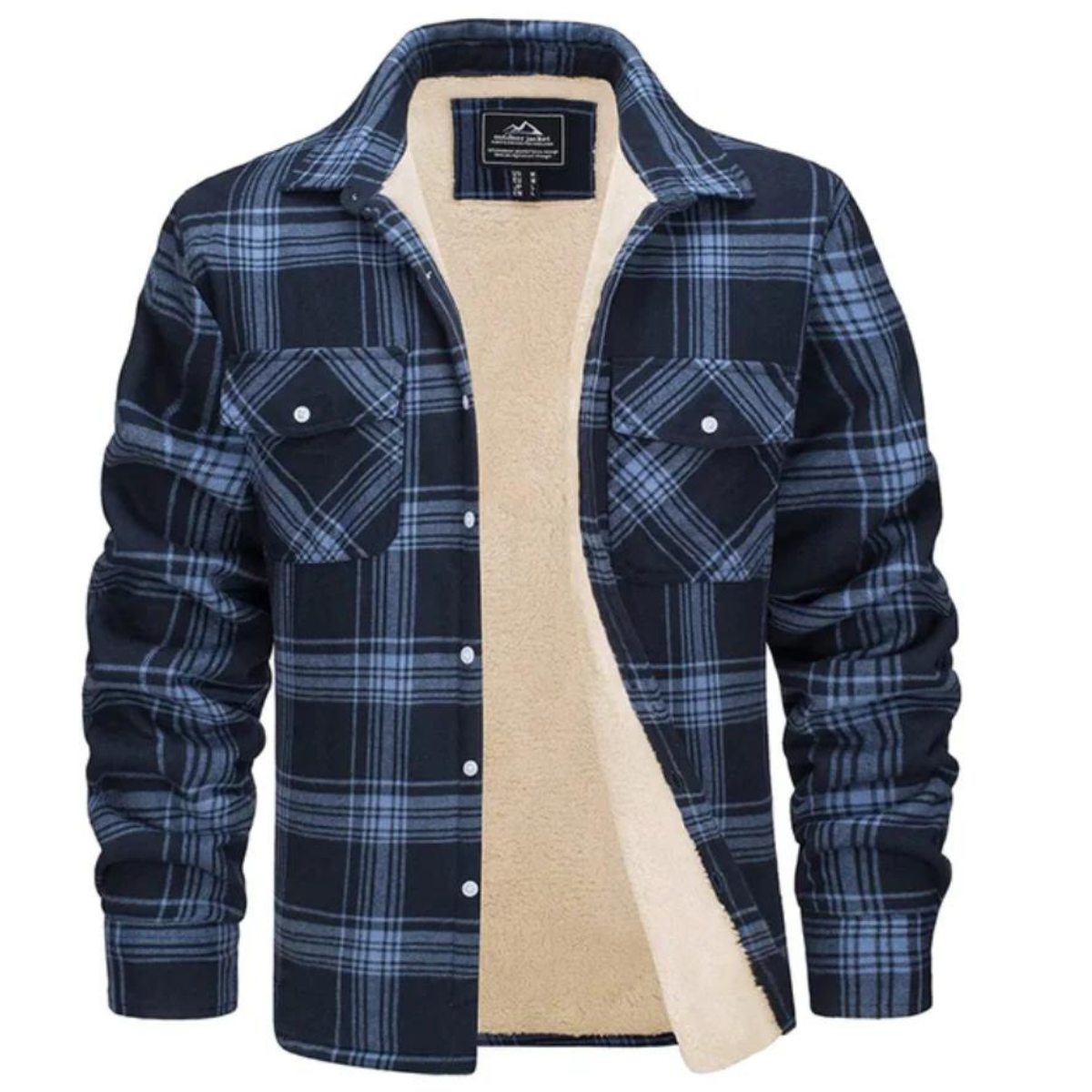 Heren Geruit Fleece-gevoerd Jack met Knoopsluiting 6