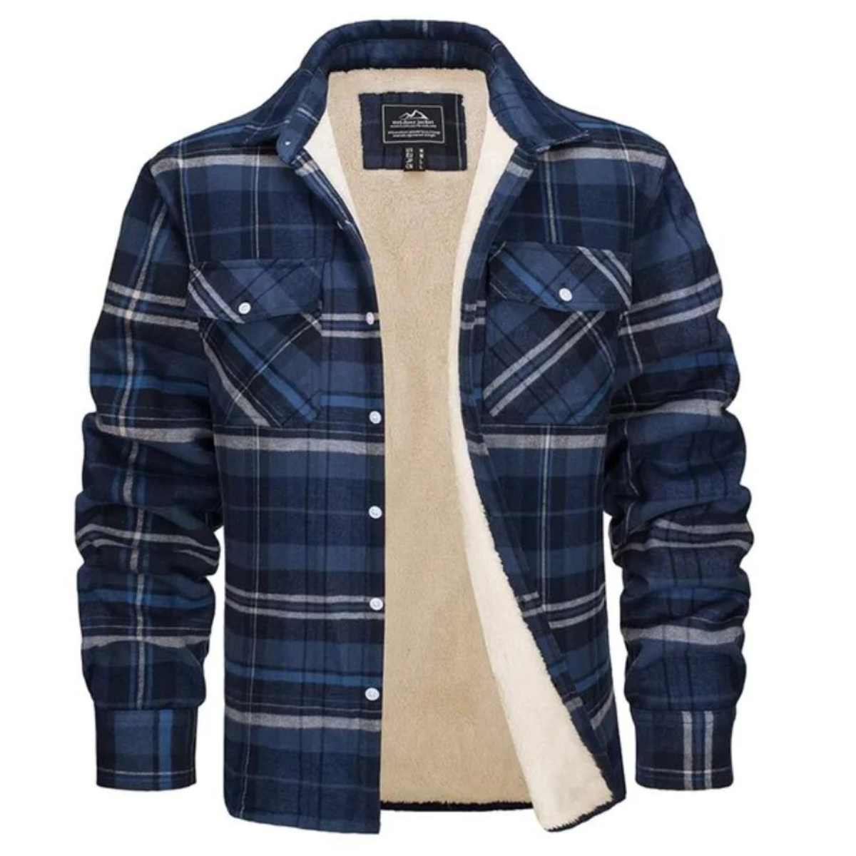 Heren Geruit Fleece-gevoerd Jack met Knoopsluiting 7
