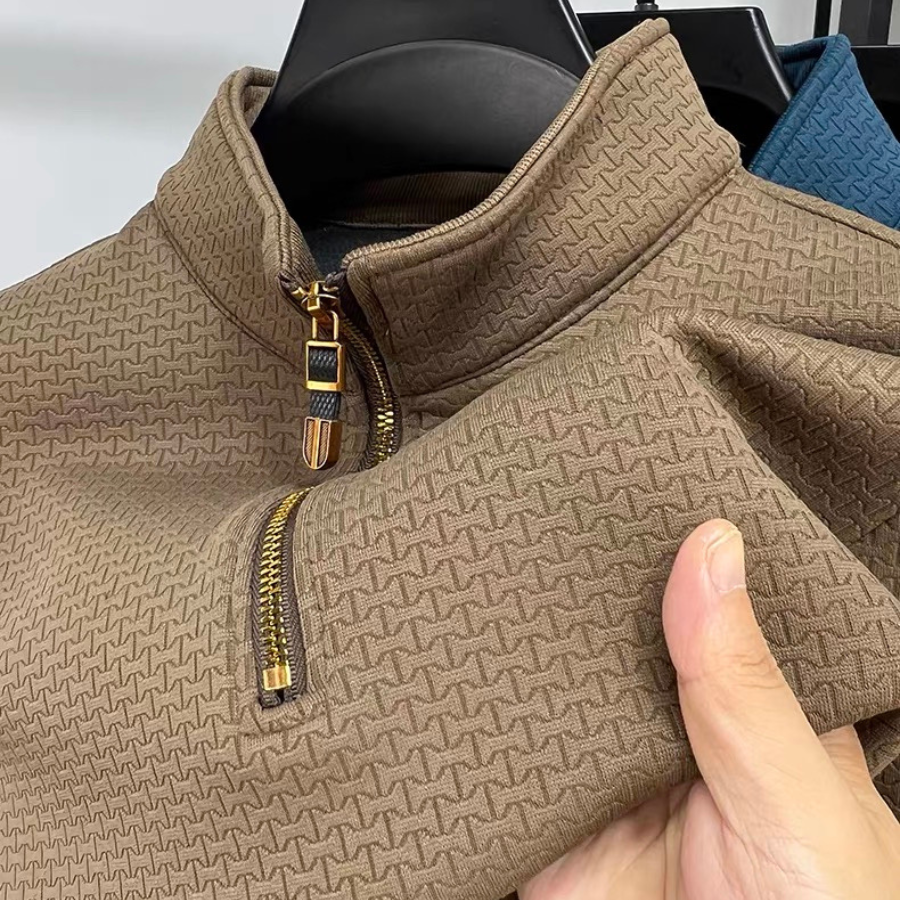 Heren Half Zip Trui Casual Katoenmix 0