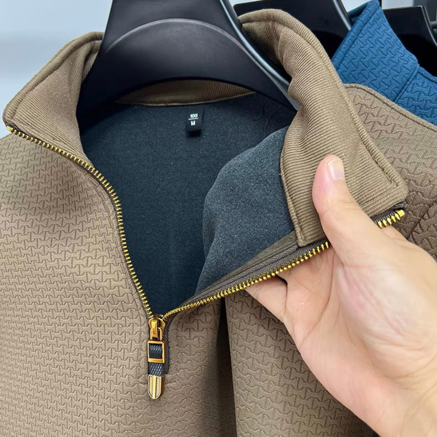 Heren Half Zip Trui Casual Katoenmix 2