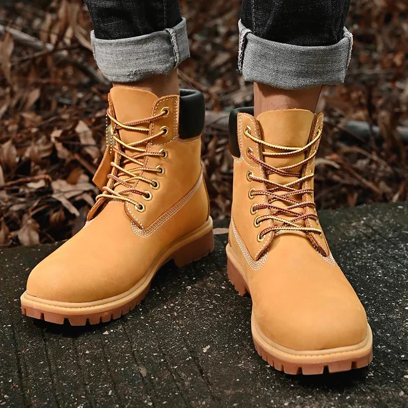 Heren Hoge Laarzen Leer Vetersluiting Voor Casual En Outdoor Gebruik 2