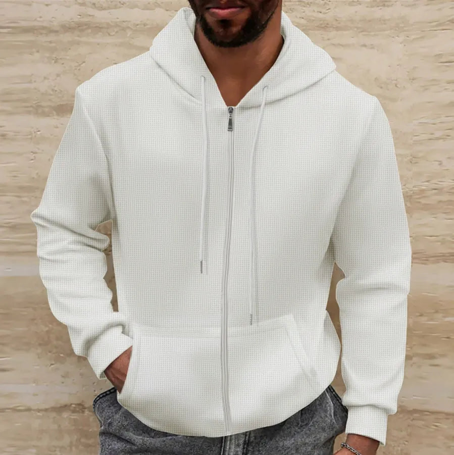 Heren Hooded Jacket Regular Fit Waffle Textuur 0