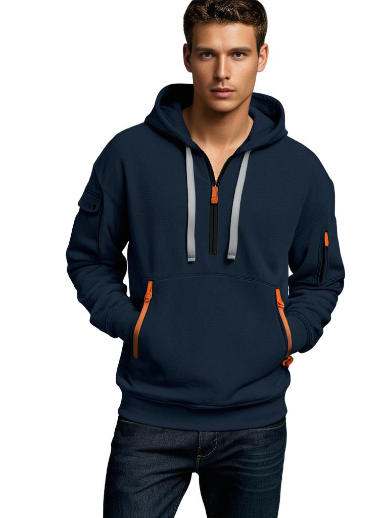 Heren Hoodie Half Zip met Utility Details 1
