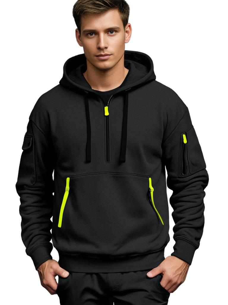 Heren Hoodie Half Zip met Utility Details 3