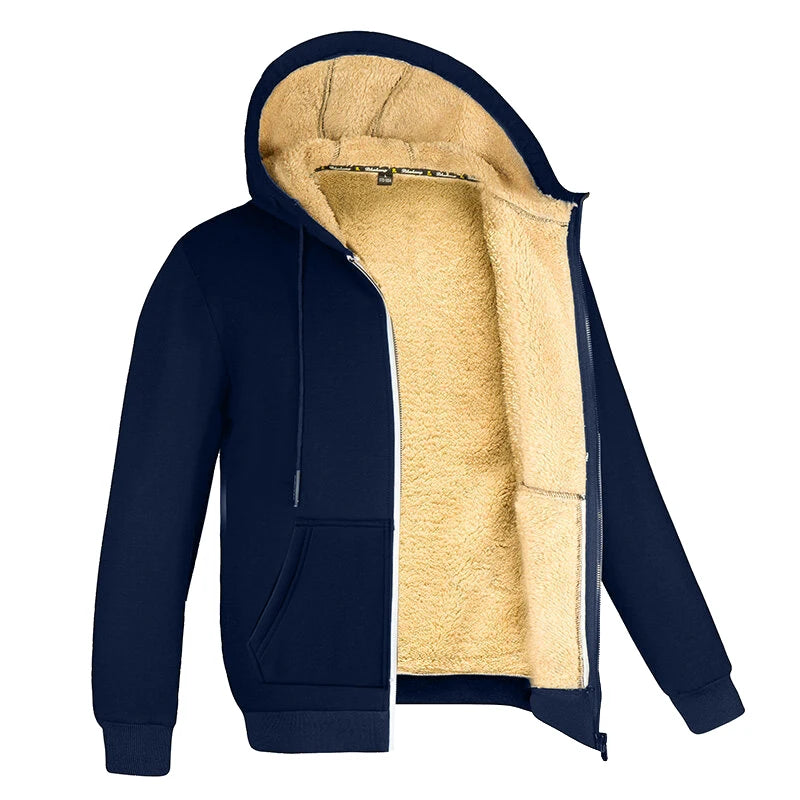 Heren Hoodie Zipper van Lamswol met Capuchon voor Casual en Sportieve Gelegenheden 1