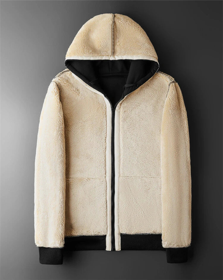 Heren Hoodie Zipper van Lamswol met Capuchon voor Casual en Sportieve Gelegenheden 3