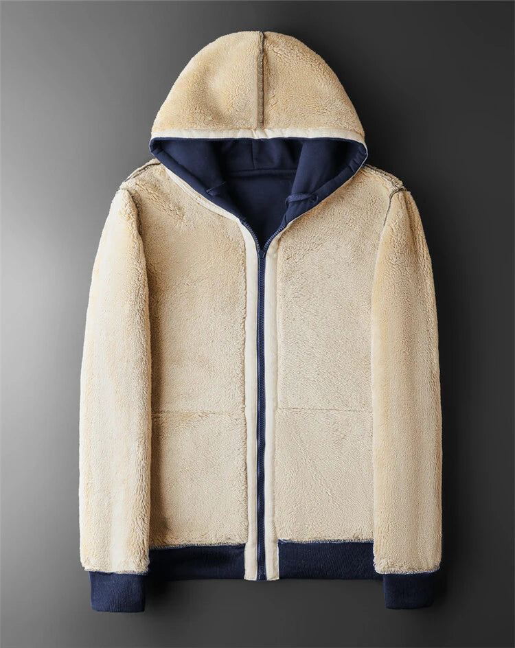 Heren Hoodie Zipper van Lamswol met Capuchon voor Casual en Sportieve Gelegenheden 4