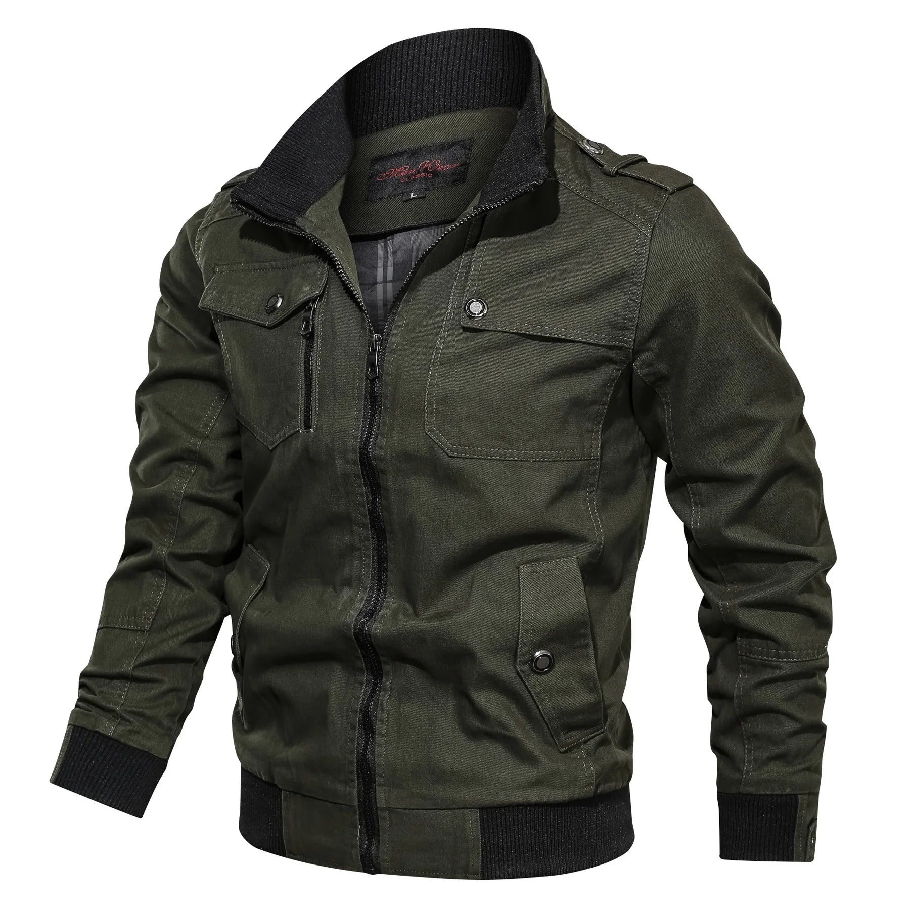 Heren Jack Casual Met Opstaande Kraag en Ritszakken 7
