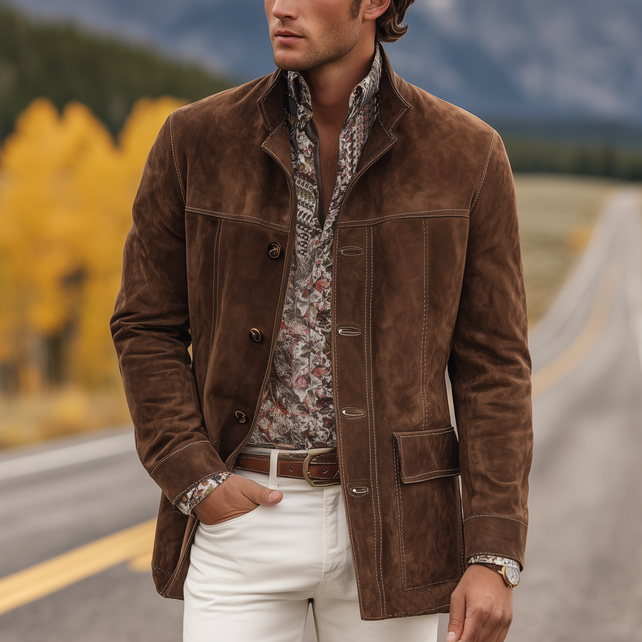 Heren Jas met Revers en Stoer Design