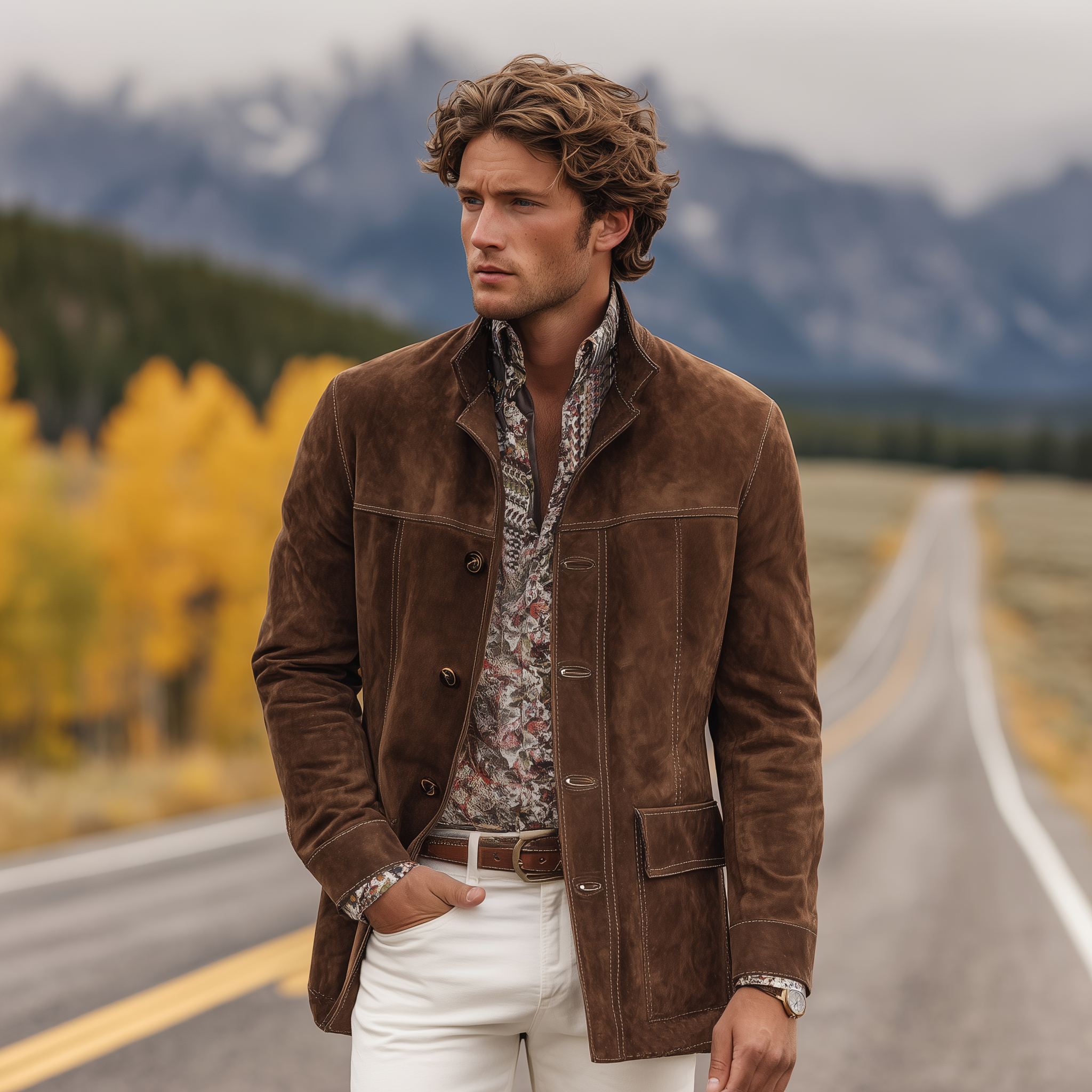 Heren Jas met Revers en Stoer Design