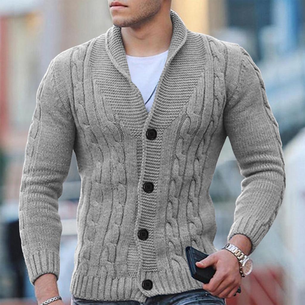 Heren Kabelgebreide Cardigan Wolmix Met Sjaalkraag 3