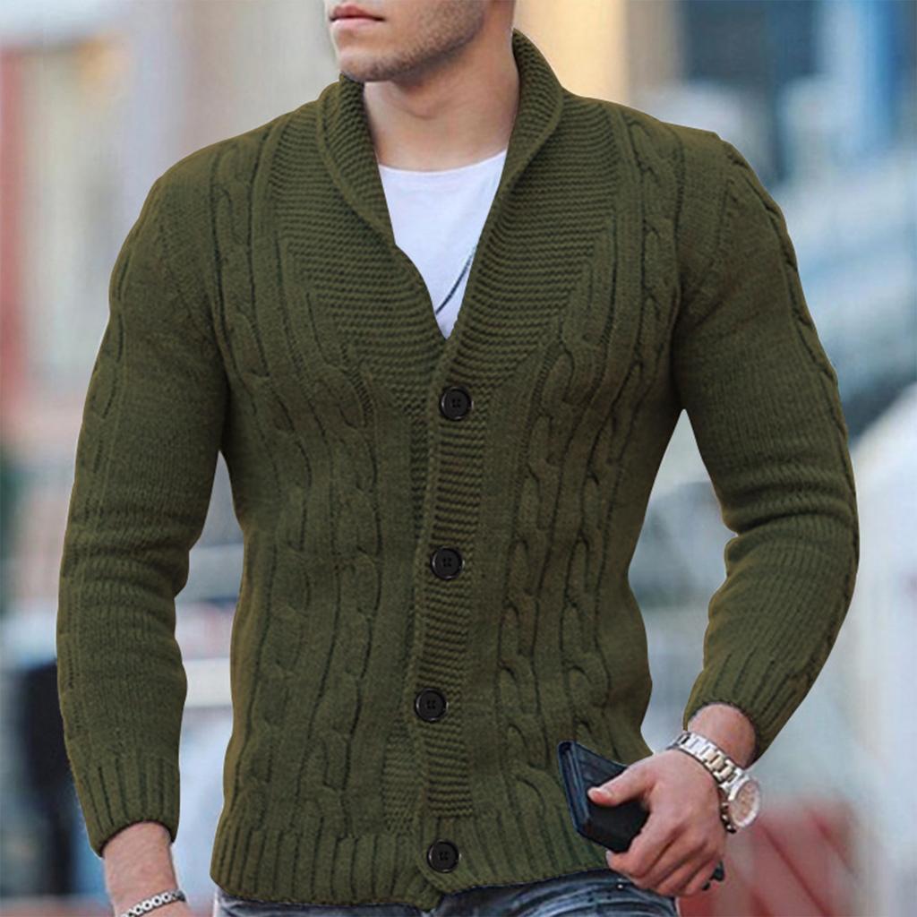 Heren Kabelgebreide Cardigan Wolmix Met Sjaalkraag 4