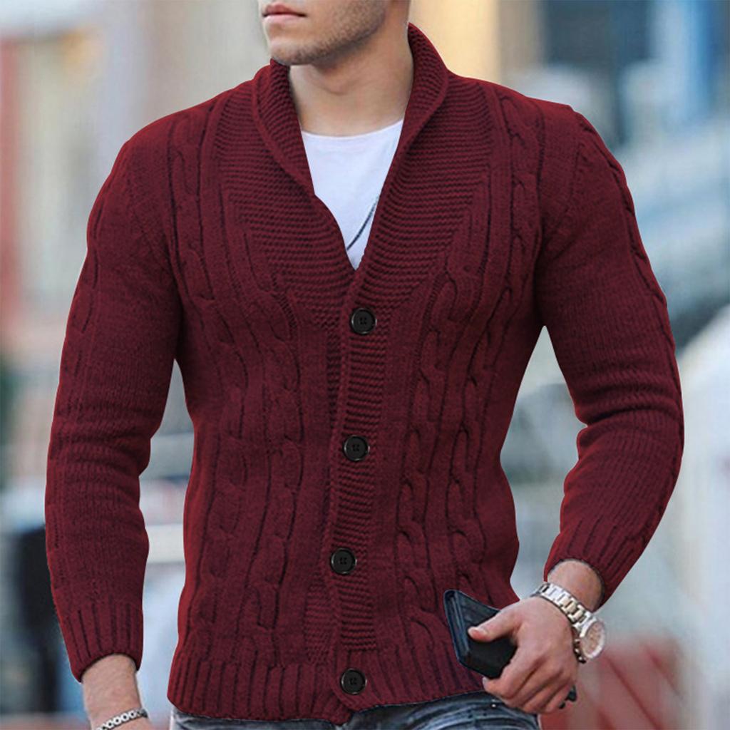 Heren Kabelgebreide Cardigan Wolmix Met Sjaalkraag 6
