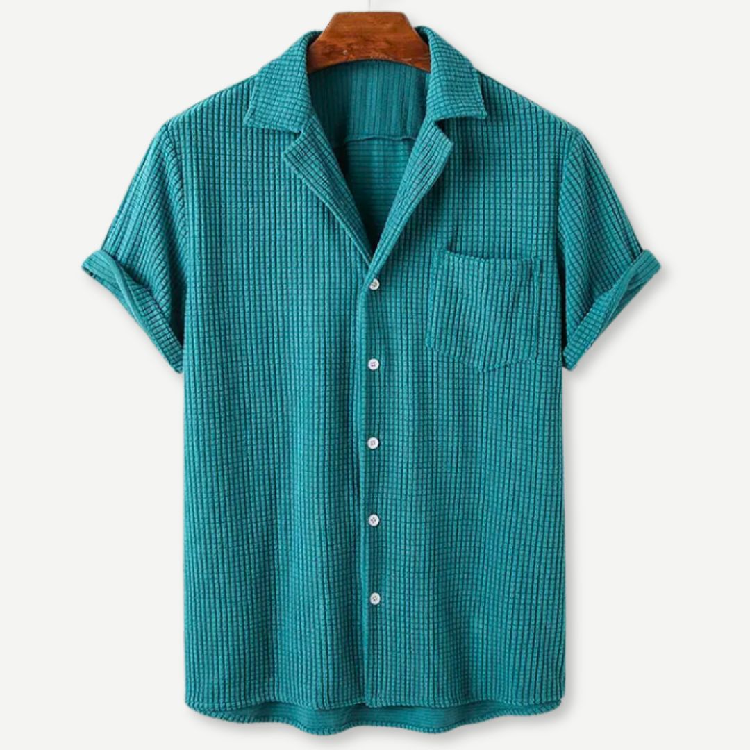 Heren Knitted Waffle Shirt Casual Katoen 2