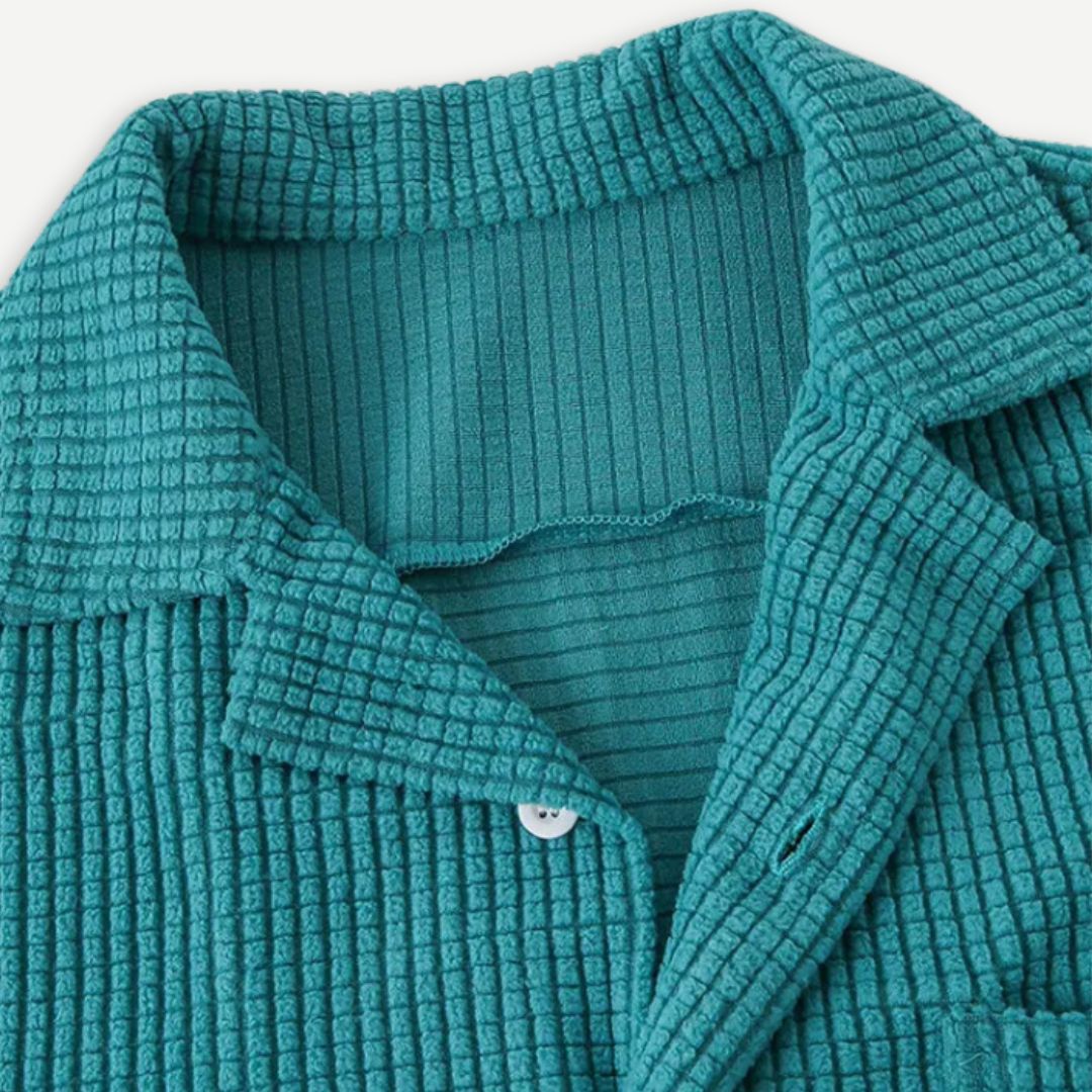 Heren Knitted Waffle Shirt Casual Katoen 3