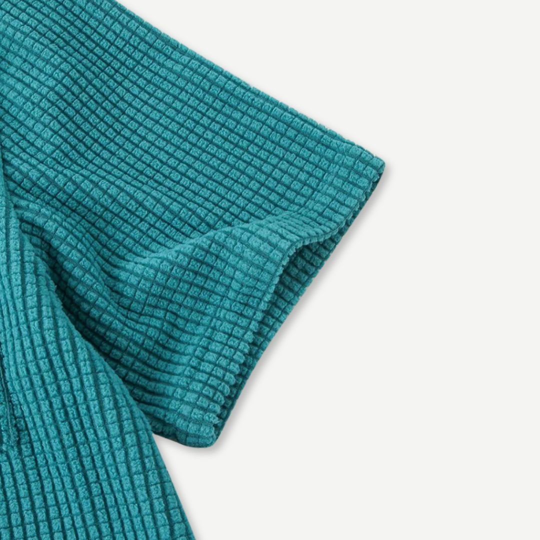 Heren Knitted Waffle Shirt Casual Katoen 4