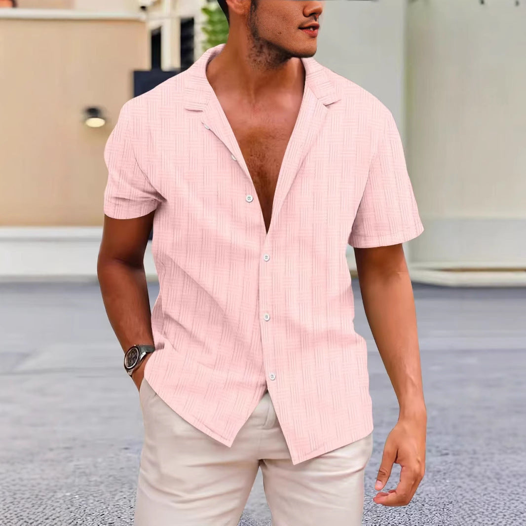 Heren Korte Mouwen Overhemd Klassieke Pasvorm Knopsluiting Casual Stijl 1