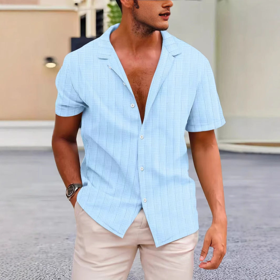 Heren Korte Mouwen Overhemd Klassieke Pasvorm Knopsluiting Casual Stijl 2