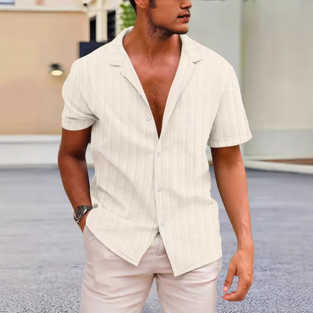 Heren Korte Mouwen Overhemd Klassieke Pasvorm Knopsluiting Casual Stijl 3
