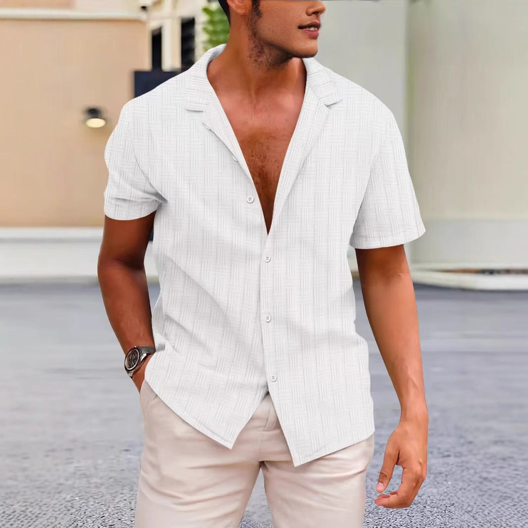 Heren Korte Mouwen Overhemd Klassieke Pasvorm Knopsluiting Casual Stijl 4