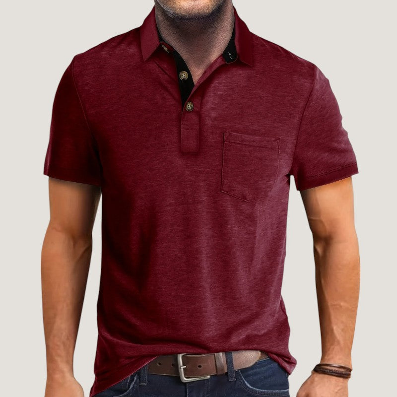 Heren Korte Mouwen Shirt Met Zak en Kleurenblok 2