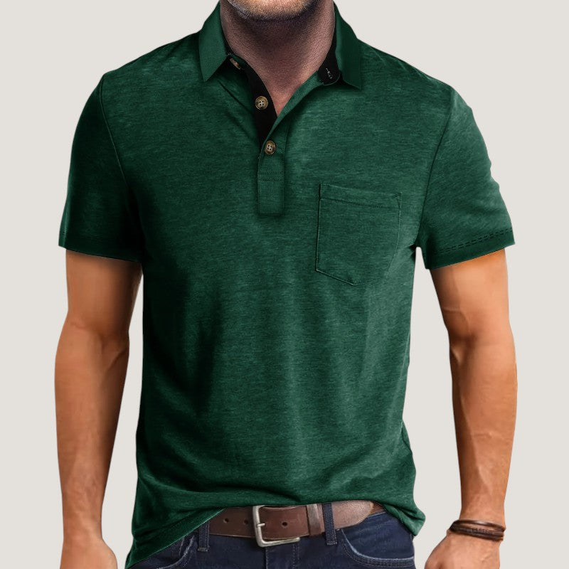 Heren Korte Mouwen Shirt Met Zak en Kleurenblok 7