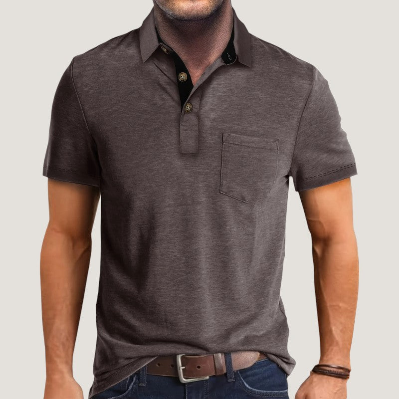 Heren Korte Mouwen Shirt Met Zak en Kleurenblok 9