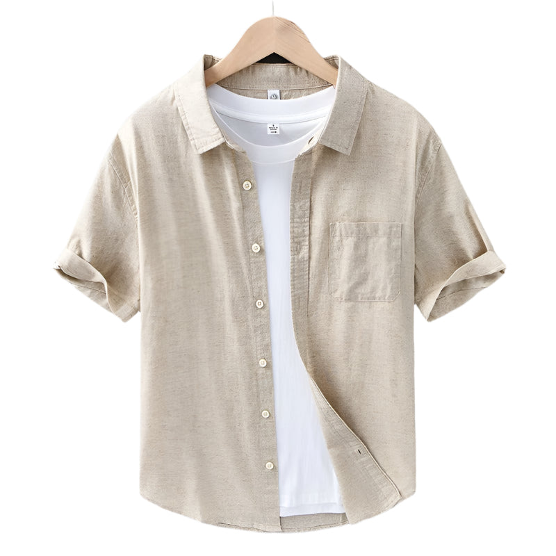 Heren Korte Mouwen Shirt van 100% Linnen 0