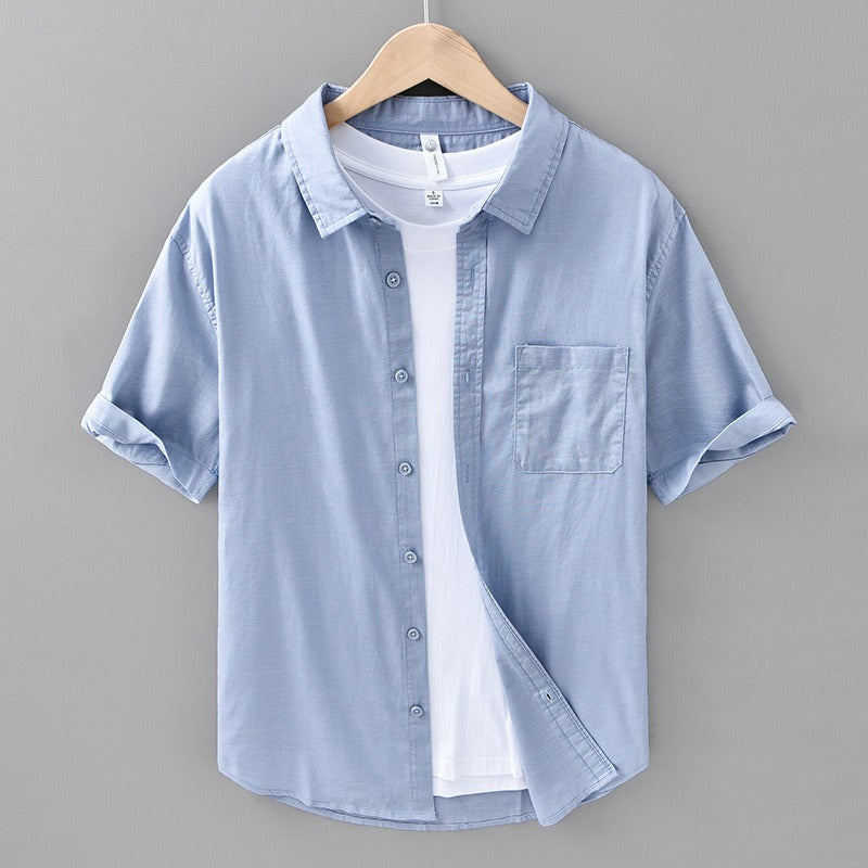Heren Korte Mouwen Shirt van 100% Linnen 4