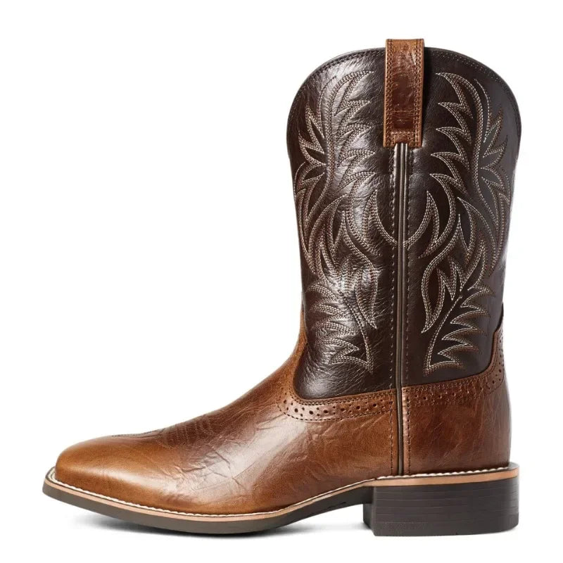Heren Laarzen Retro Geborduurd Leer Cowboylaarzen 2