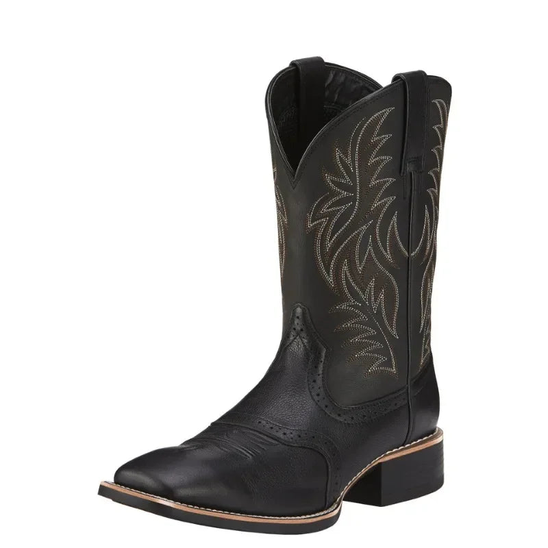 Heren Laarzen Retro Geborduurd Leer Cowboylaarzen 3