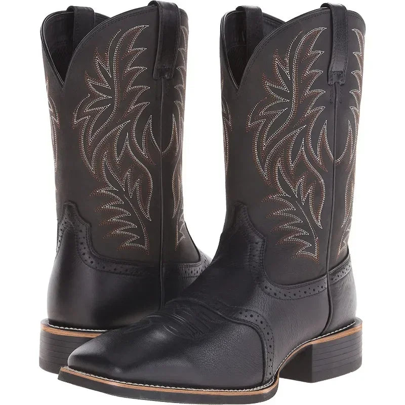Heren Laarzen Retro Geborduurd Leer Cowboylaarzen 4