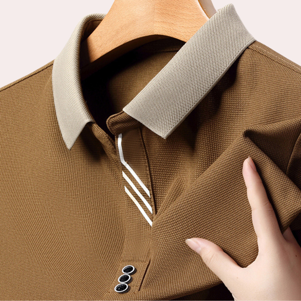 Heren Langærmede Poloshirt Klassiek 3